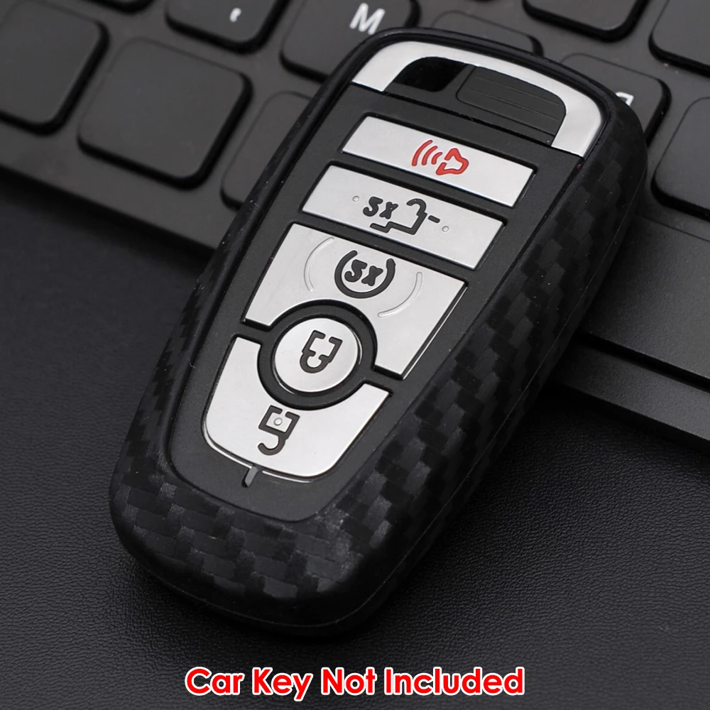 Carbon Car Key Fob Case Cover For Ford Focus MK4/Explorer/Mondeo/Fusion/Mustang/Edge/Eco-Sports/F-150/F-250/Expedition 2019 2020