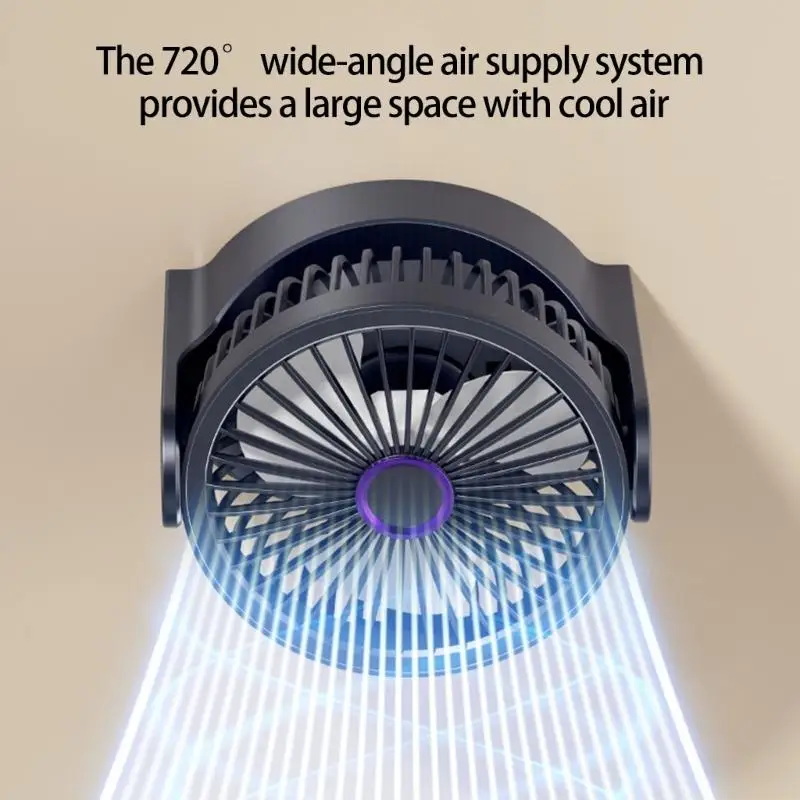

D0AB Practical Small Cooling Fan Air Circulation Fan with Adjustable Speed & Light Suitable for Indoor Desk Table Mounting