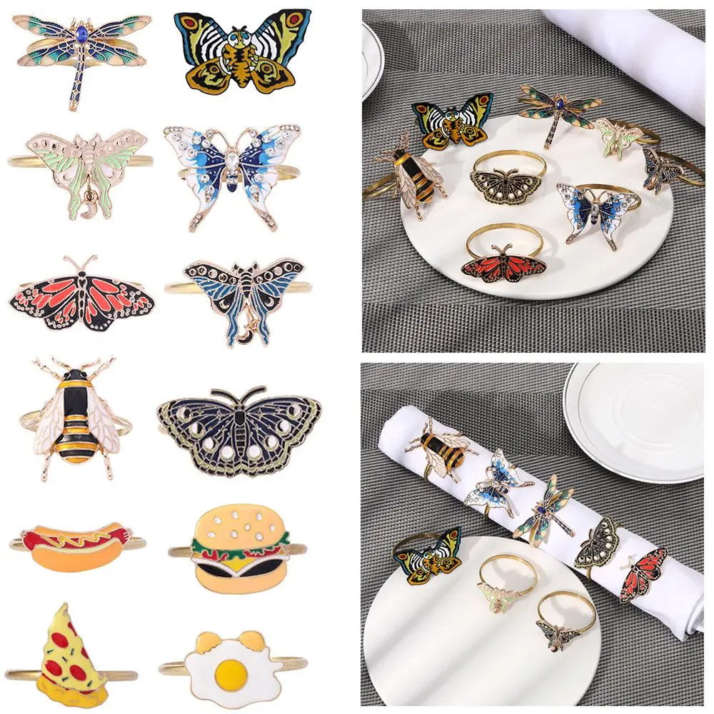 Kitchen & Bar Banquet DIY Craft Butterfly Dragonfly Bees Wedding Supplies Mouth Ring Table Decoration Napkin Ring