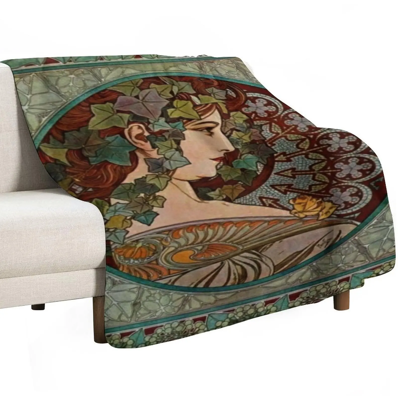 Alphonse mucha - lvy, 1860 - 1939 Throw Blanket Blankets For Baby Cute Flannels For Sofa Thin halloween Sofa Blankets