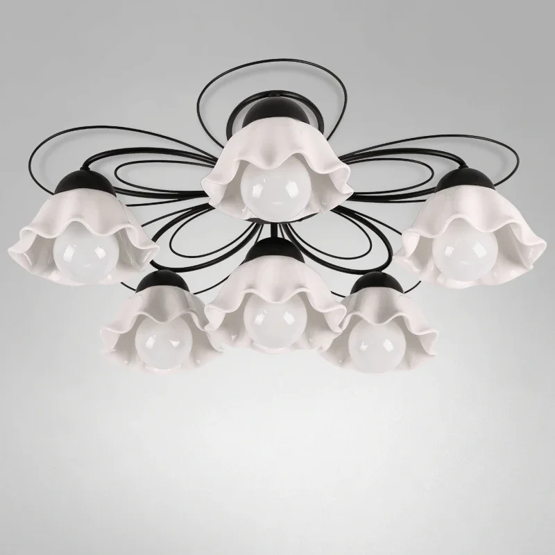 Simple Bedroom Ceiling Lights Modern led Ceiling Lamp Nordic Rustic Style Flower Decorations For Living Room Dining Room Lights