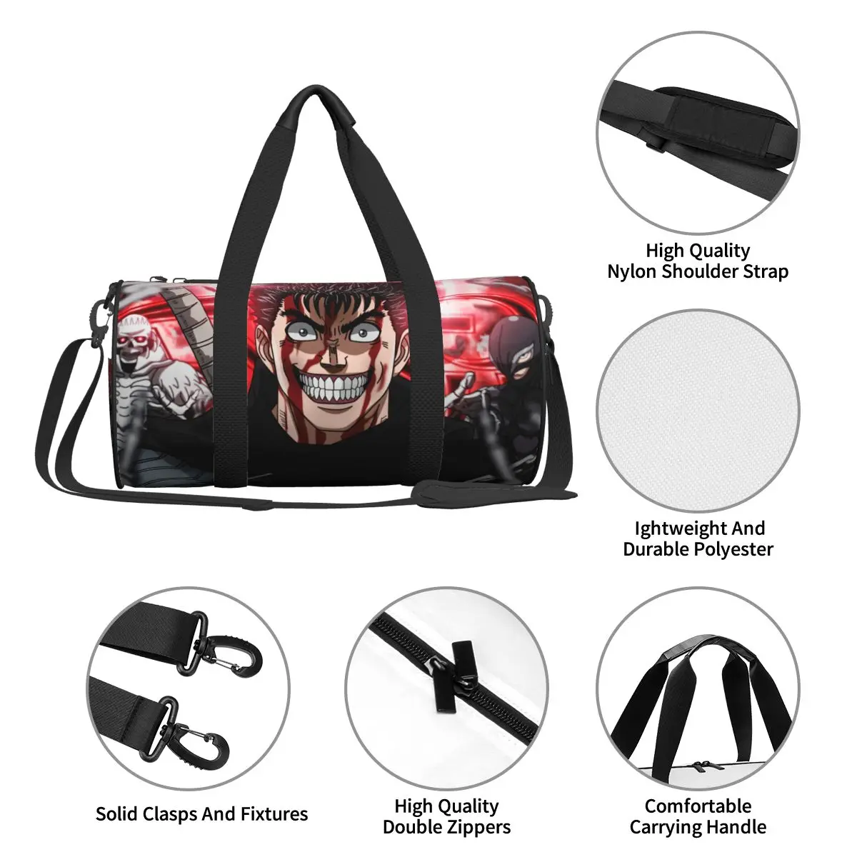 Bereserk-Bolsa de gimnasio deportiva para hombre y mujer, bolso de mano de Anime japonés con bolsillo para viaje y Yoga