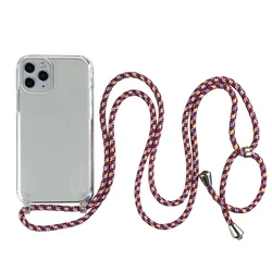 Crossbody Necklace Cord Lanyard Transparent Phone Case For iPhone 16 15 13 Pro Max 12 11 7 8 Plus X XR XS Strap Hang Rope Cover