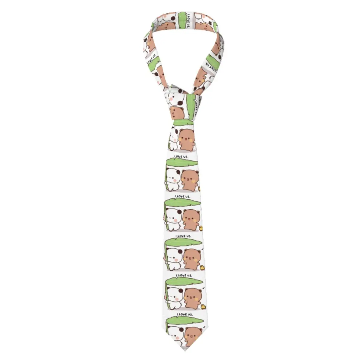 

Custom Bubu Dudu Panda And Brownie Bear Couple Ties Men Fashion Silk Neckties for Party