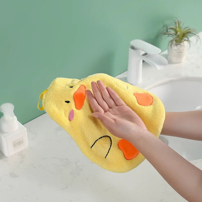 Cartoon Duck Bear Hand Towels Microfiber Absorbent Soft Children Cute Towel Handkerchief Kitchen Bathroom Dishcloth For Home