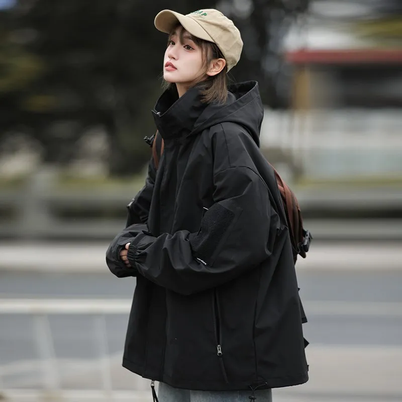 

SangYan Bla Knight Men's Jaet Spring Autumn American Sle f High Collar Hooded Workwear Jaet Trendy Brand