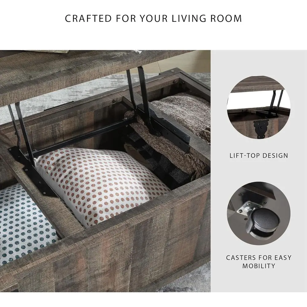 Tavolino da caffè rustico casual, marrone e nero