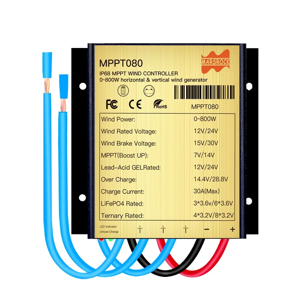0~800W 30A Wind Charge Discharge MPPT Booster Controller IP68 Auto Match Wind Output DC AC 12/24v for Wind Turbine Generator