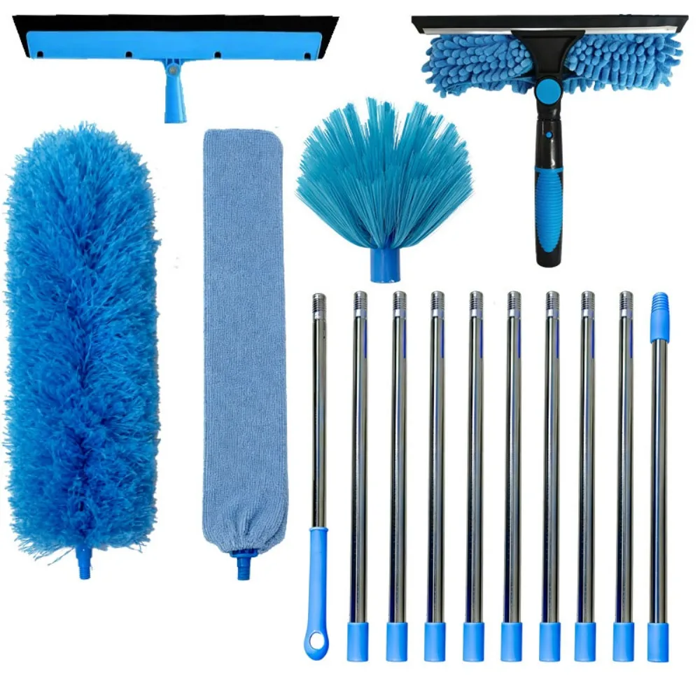 Max length 4.25m Window Squeegee Set 11 Style Combinations Extension Pole Dust Brush Set Microfiber Long Duster