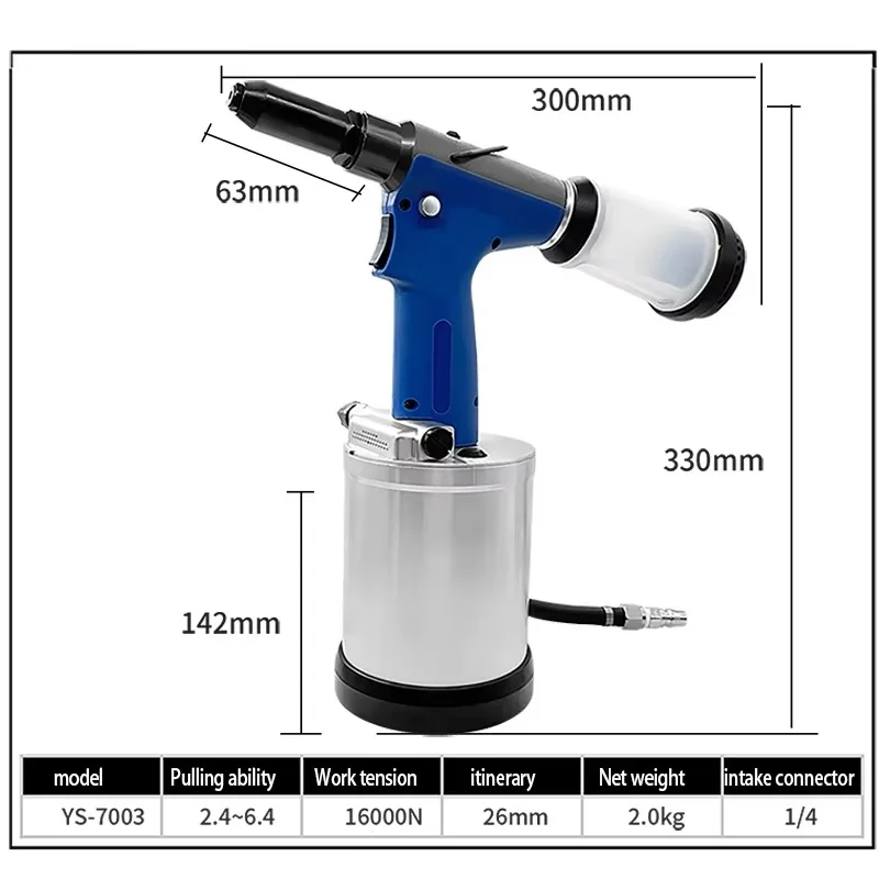High-Efficiency Aluminum Alloy Air Riveters Self-Priming Industrial-Grade Pneumatic Rivet Gun for Electronic Device Rivets