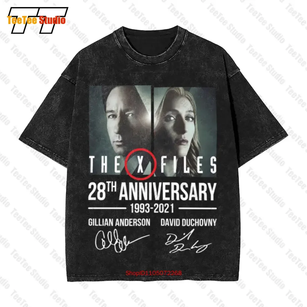 The X Files 28Th Anniversary Character Signatures Vintage Oversized T-Shirt Mulder And Scully LX6U