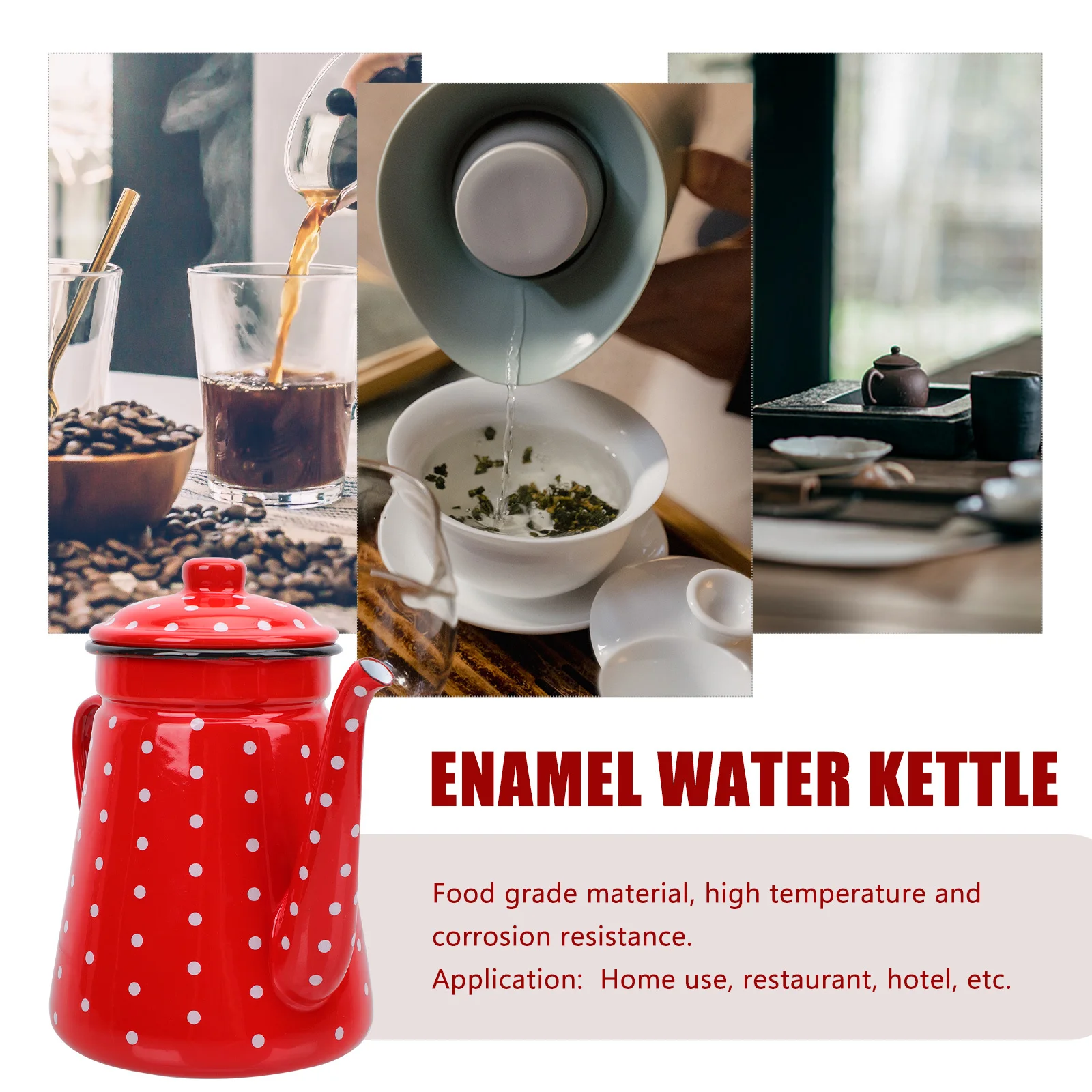 

Enamel Coffee Pot Large Spout Water Kettle Household Storage Container For Tea Milk Wine Kitchen Supplies Enameled