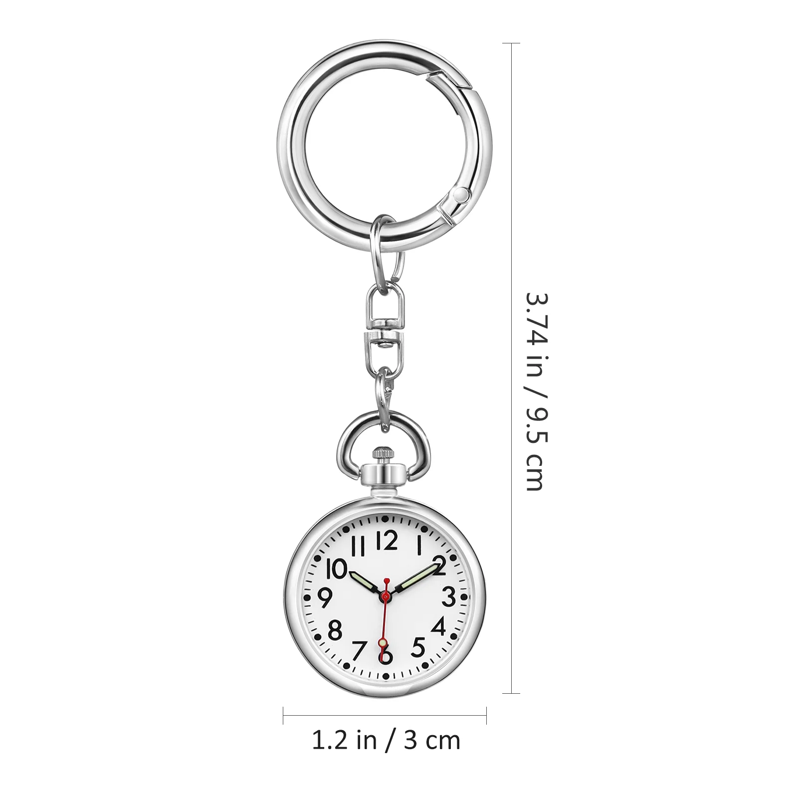 Pocket Watch Keychain Nurse Student Form with Seconds Hanging Clip Digital Number Watches Doctor Silver Small Pendant Ladies