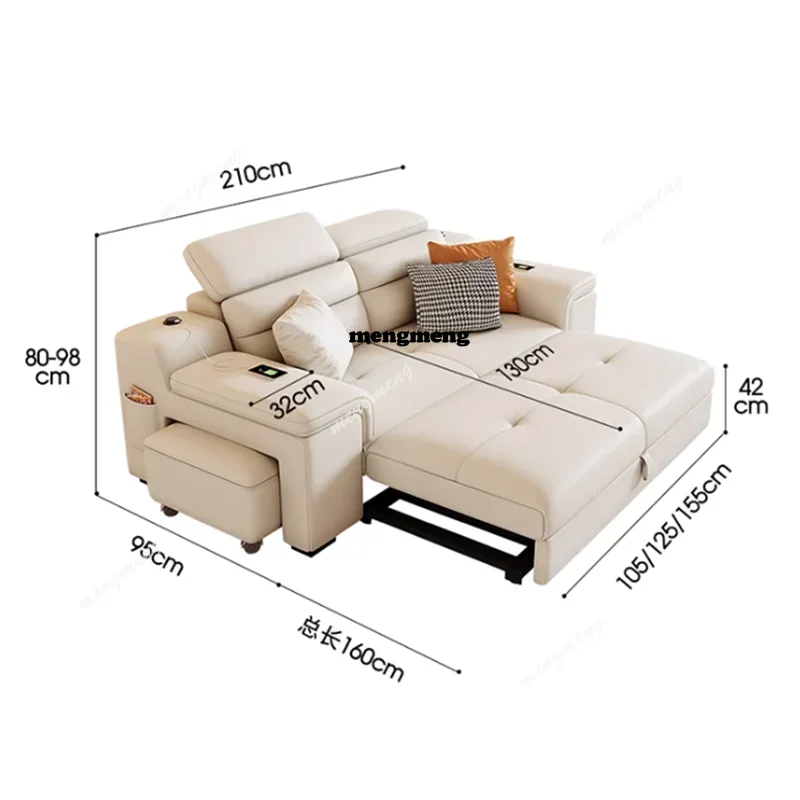 A74Multifunction Storage Sofas Genuine Leather Minimalist Apartment Straight Sofas Elegant Bedrooms Divani Da Soggiorno Furnitur