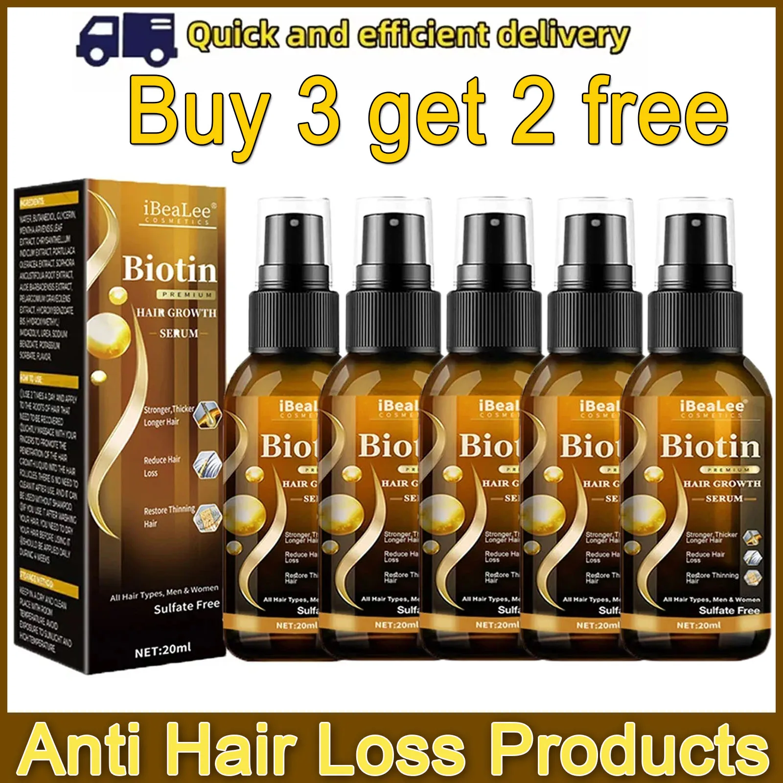 

Biotin Hair Growth Serum Spray Anti Hair Loss Fast Growing Products Prevent Dry Frizz Damaged Repair Treatment Scalp Beard Care