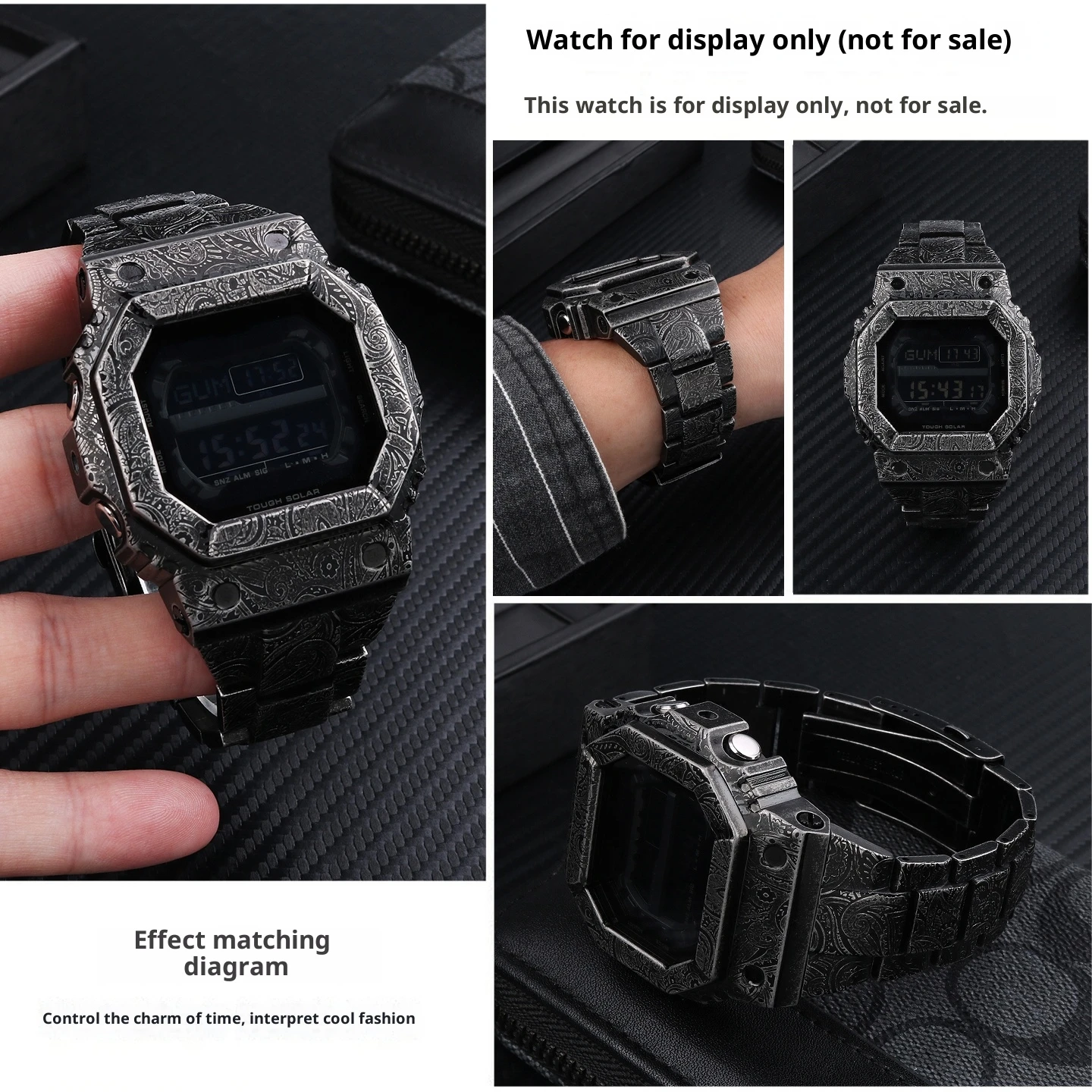 GX-56 المعادن حزام (استيك) ساعة + غلاف فولاذي ل كاسيو G-SHOCK GX-56 ريترو بيزلي الفولاذ المقاوم للصدأ مجموعة مقاوم للماء مجموعة نحت أسود #5