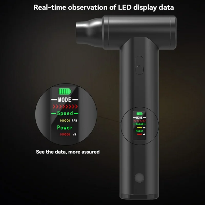 RMWIN-Electric Air Duster Brushless Jet Fan Handheld Compressed Air Duster LED Display Brushless Jet Fan