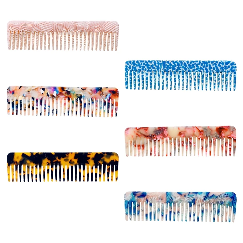 

Korean Acetate Anti-Static Massage Hair Comb Colorful Tortoise for Shell Print Large Wide Tooth Hairbrush Drop Shipping