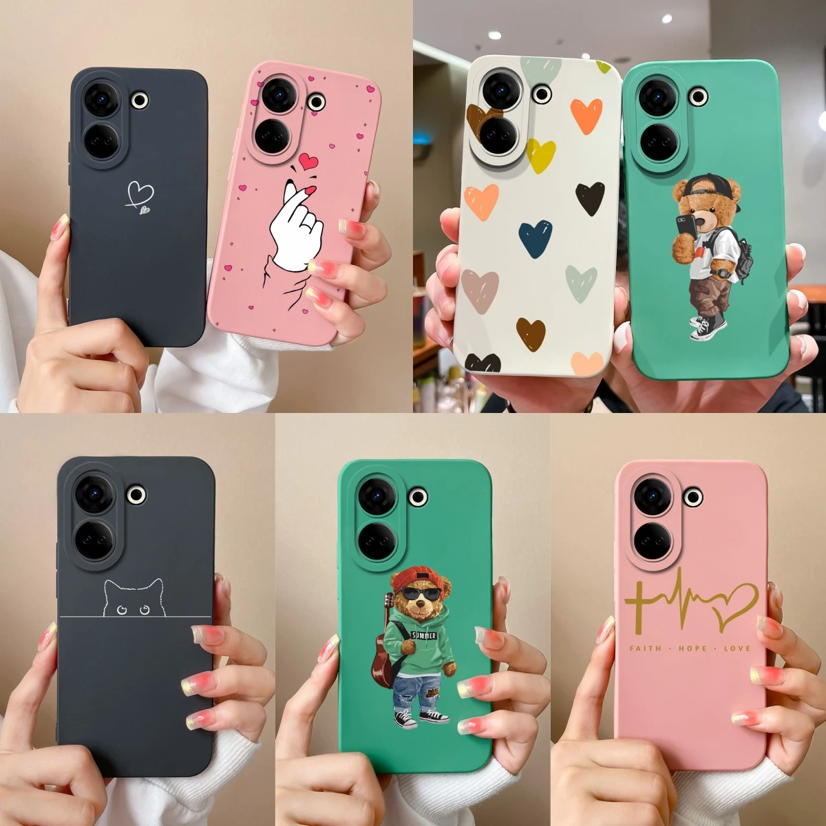 For Tecno Camon 20 20 Pro 20 Premier 4G 5G Cases Back Cover Love Heart Silicone Durable For Tecno Camon20 20Pro 20Premier Bumper