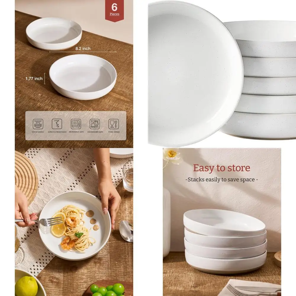 

Set of 6 White Pasta and Salad Bowls, Ideal for Housewarming, Thanksgiving, and Christmas Gifts