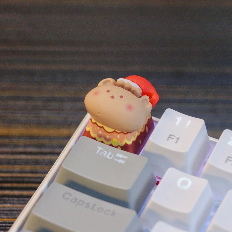 

Персонализированный колпачок для рождественской пары, подарок для пары, украшение для подарка, рождественский медведь, колпачок для клавиш с крестообразной осью, механическая клавиатура