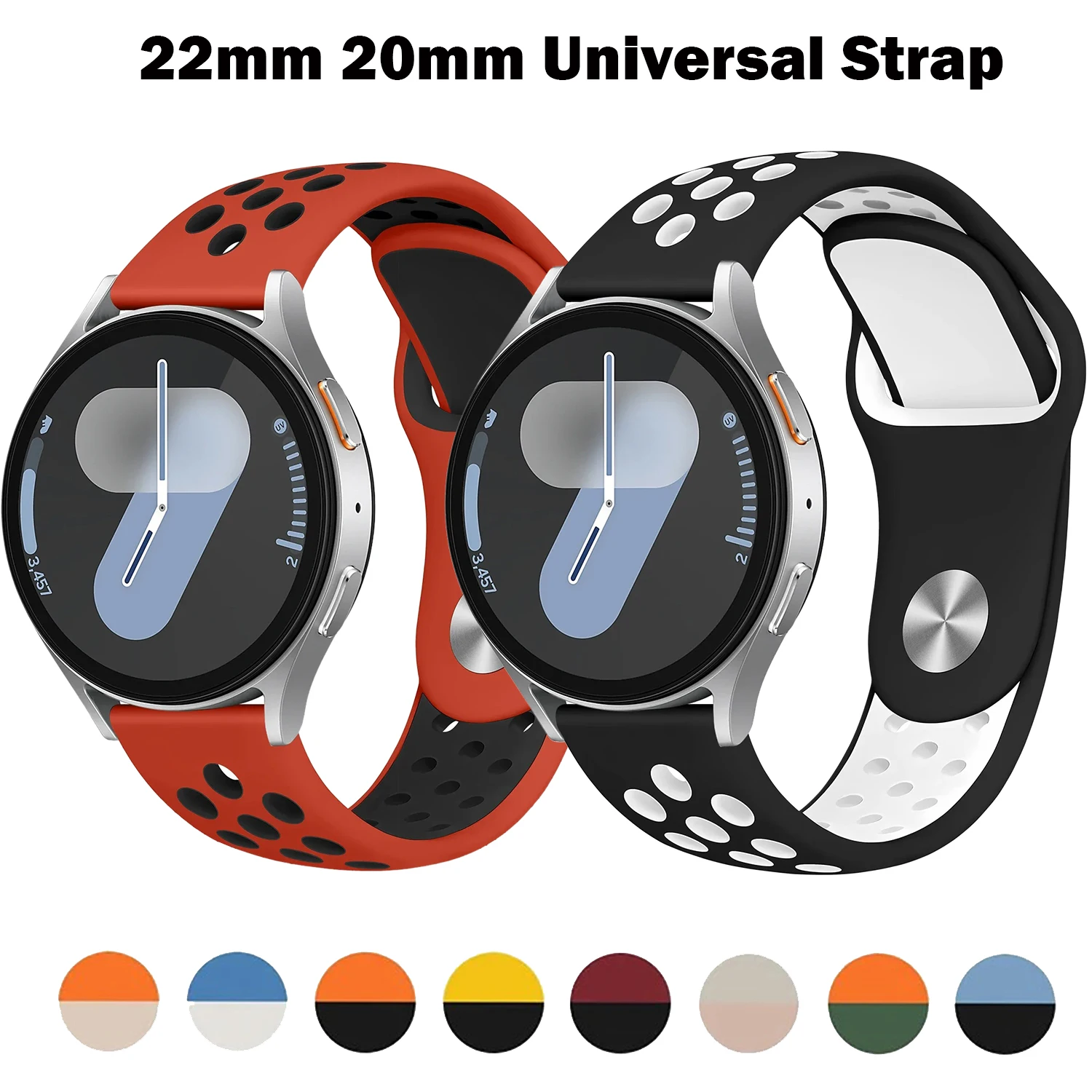 20mm 22mm Langlebiges Silikonarmband für Samsung Galaxy Watch 7 6 5 4 40/44mm 6 Classic 47mm Huawei Watch 3 4 Pro GT3 GT2e