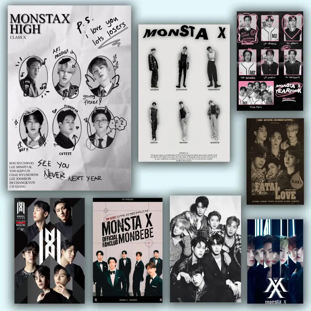 Monsta X Boy Group Poster HD Anime Hot Theme Singer/OST/Movie-Waterproof Self-Stick Home Decor