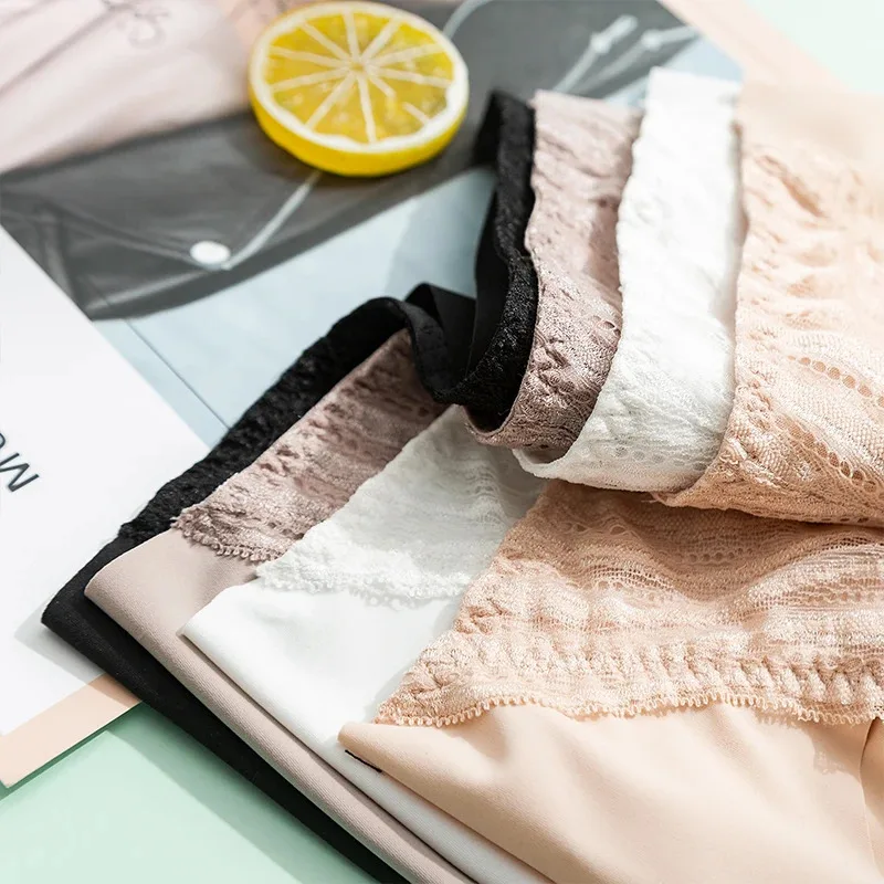 2 قطعة/الوحدة النساء سراويل الحرير الطبيعي بطانة سلس الدانتيل ملخصات الصحة 2021 جديد ارتداء اليومي العشير الأسود عارية