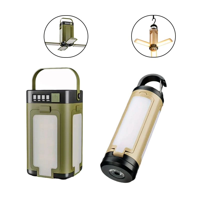 Outdoor Solar Camping Lamp 3/4 Leaf Folding Multi-Purpose Portable Flashlight and Rechargeable Battery Tent Led Pendant Lamps