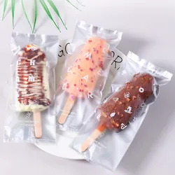 20 Random Pattern Ice Cream Packaging Bags, Thickeneded Transparent White Letter Pattern Popsicle Machine Sealing Bags DIY Homemade Ice Cream Household Sealing Bags