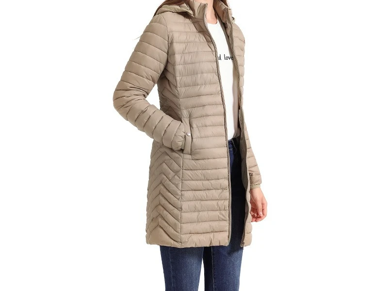 

Женская осенне-зимняя легкая хлопковая куртка среднего и длинного цвета 2025 года со съемным повседневным пригородным пальто с капюшоном