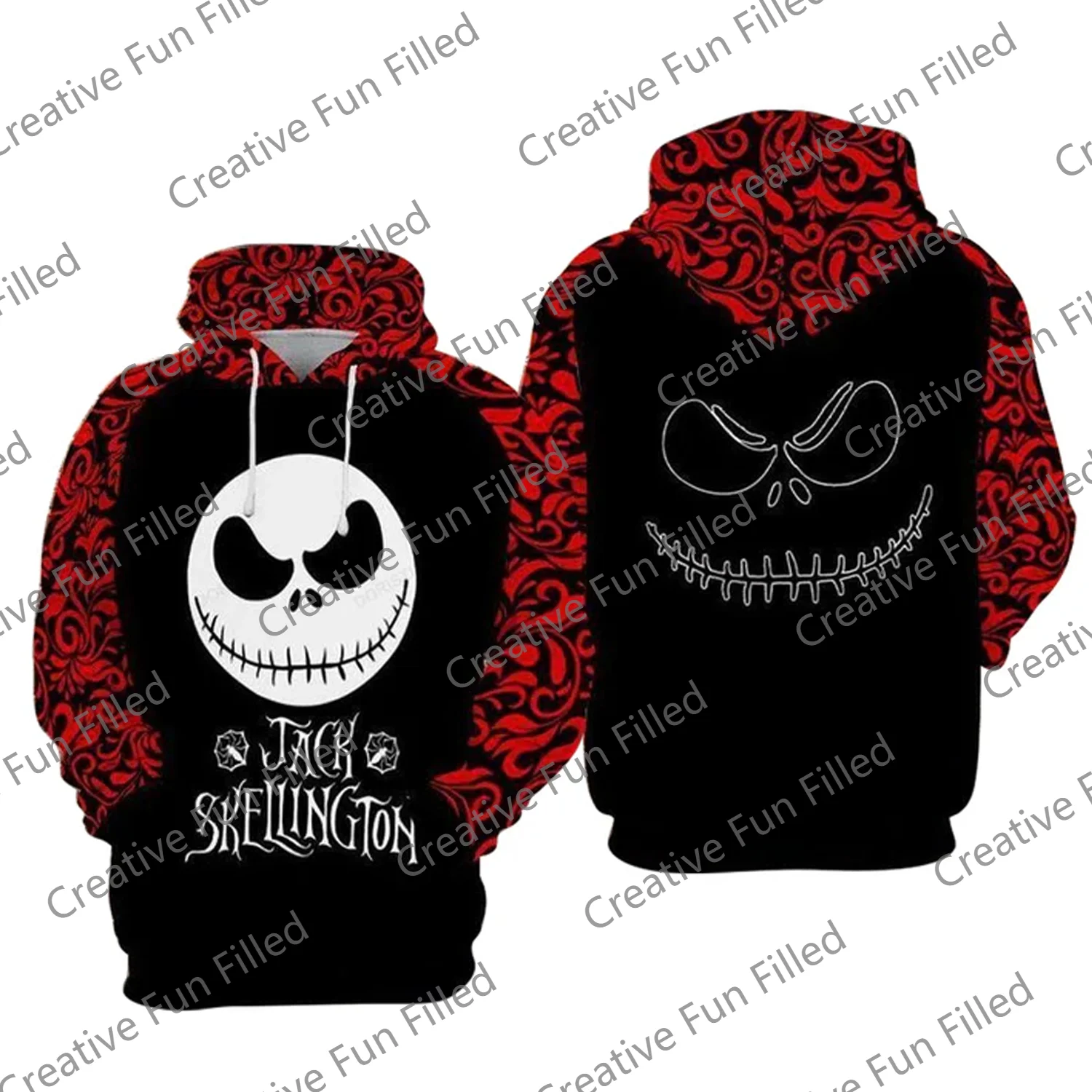 2024 New Halloween Jack Skellington Suit Cosplay Hoodie Fashion Brand hooded loose long sleeve clothes Adul Kids Hoodie