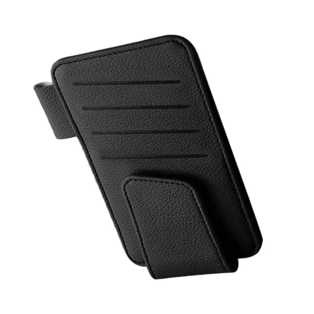 Car Sunglasses Clip with Magnetic PU Leather Holder for Sun Visor Eyeglasses Hanger to Maintain Glasses in Place