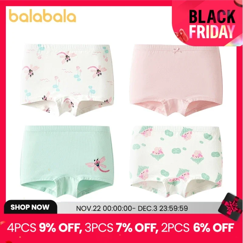 Balabala Underwear Girls Children Triangle Shorts Infants Older Children Toddlers Boxer Briefs Comes in a Set of Four