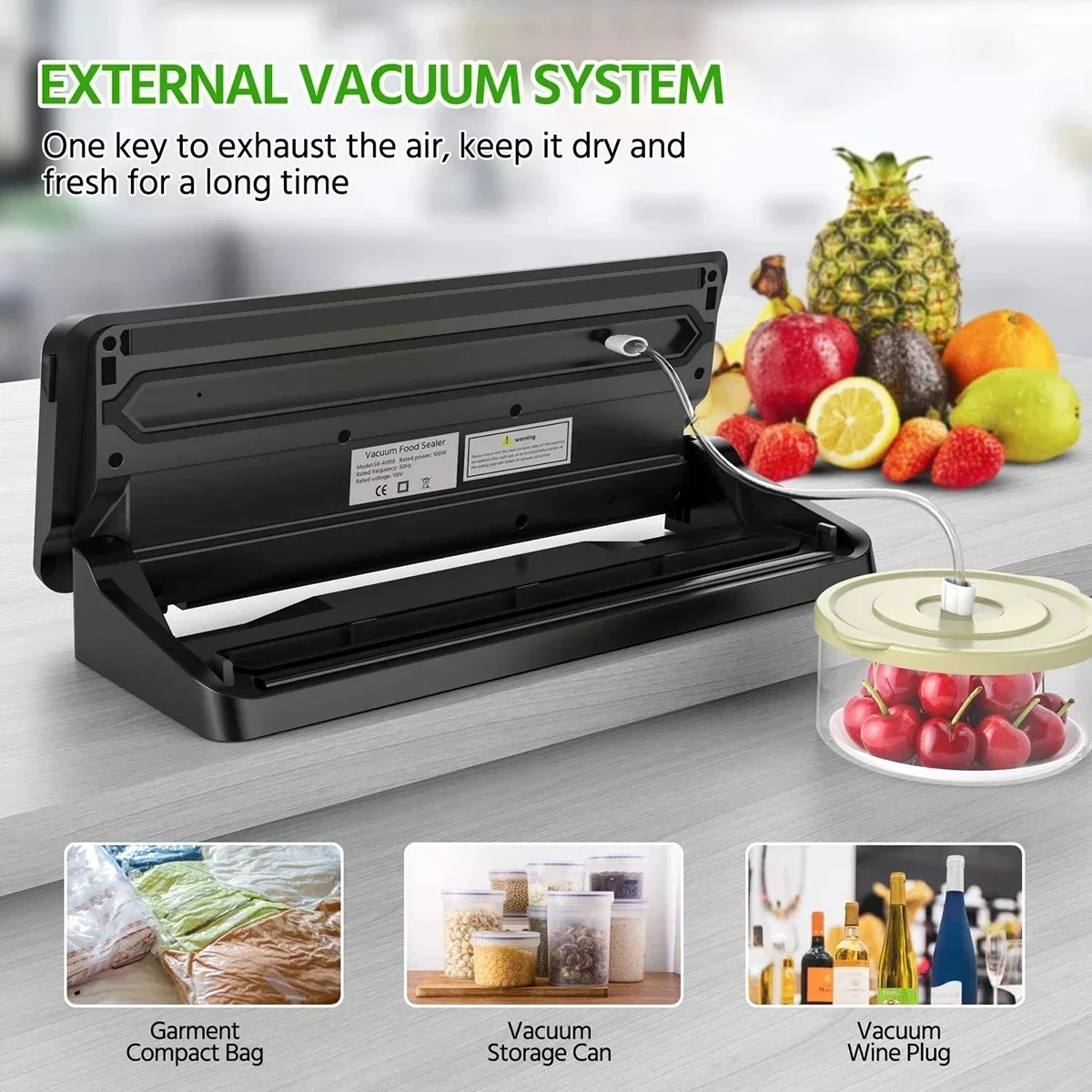 2024 Newest Electric Vacuum Food Sealer Packaging Machine For Home Kitchen Food Saver Bags Commercial Vacuum Food Sealing