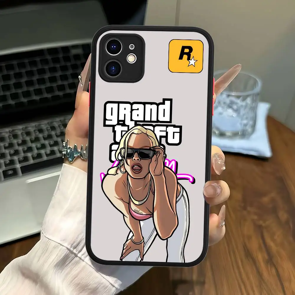 حار لاعب واحد لعبة Rstars GTA آيفون 11 12 13 14 15 16 برو ماكس زائد ماتي غطاء الهاتف الشفاف