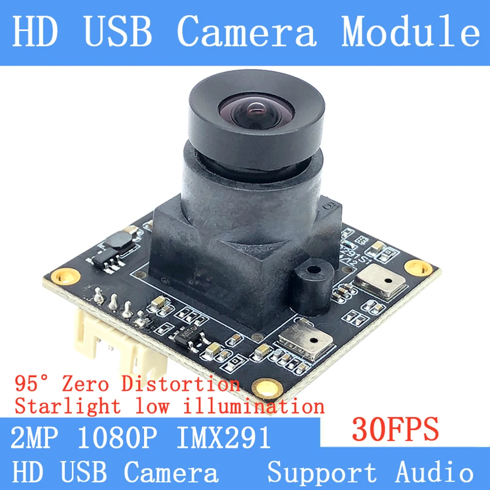 HD-Webcam ohne Verzerrung mit geringer Beleuchtung, IMX291, 2 MP, 95 °   OTG UVC 30FPS USB-Kameramodul-Mikrofon für Linux Windows