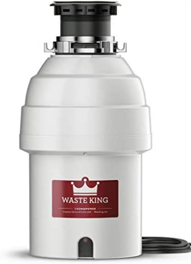 King 1 HP Garbage Disposal with Power Cord, Food Waste Disposer for Kitchen Sink, L-8000