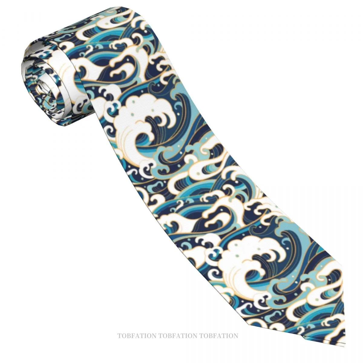 Traditional Oriental Ocean Japanese Style New 3D Printing Tie 8cm Wide Polyester Necktie Shirt Accessories Party Decoration