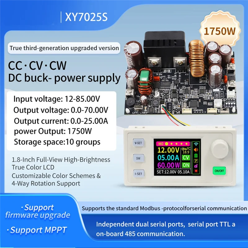 

A16Q-XY7025S CNC DC Buck Boost Converter 25A 1750W Laboratory Power Regulator Constant Voltage And Current Charging Module