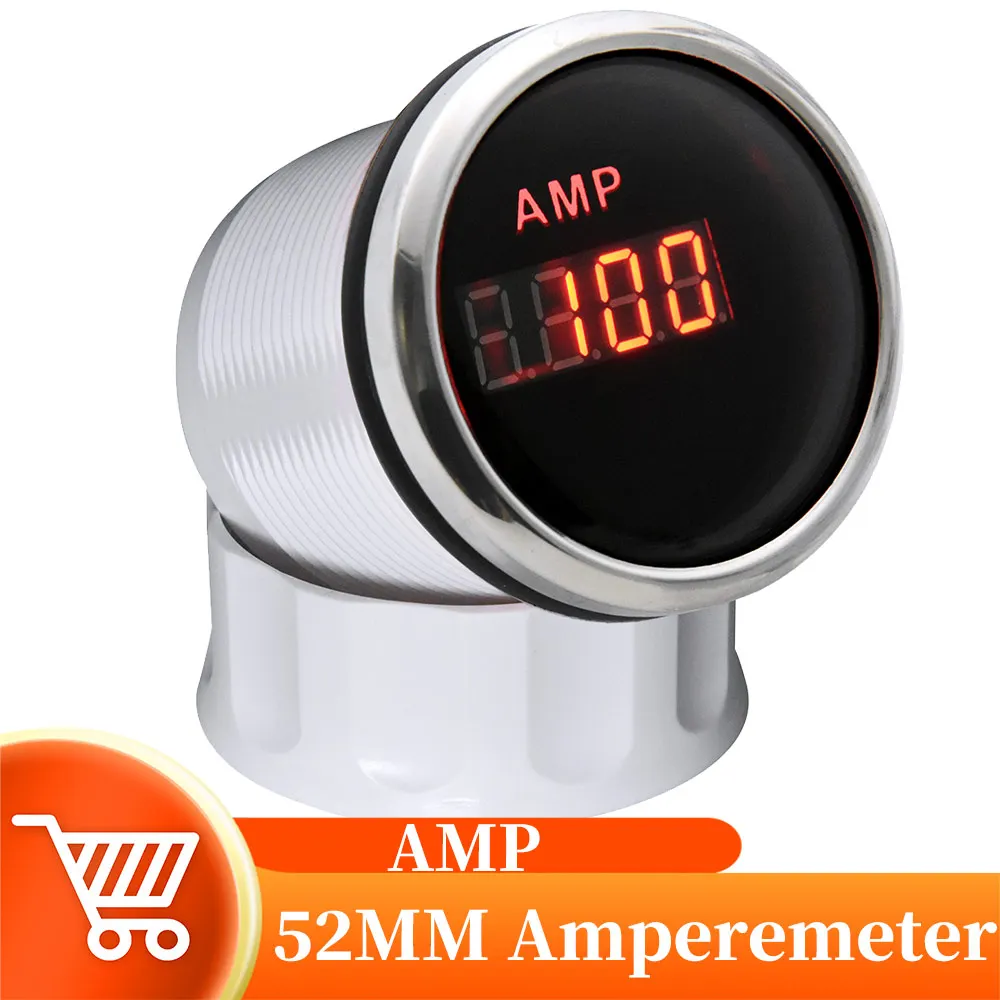 

52mm Motorcycle Ammeters Waterproof Car Boat Amperemeter AMP Current Meter Red Backlight For Marine Car Motorcycle 9-32V