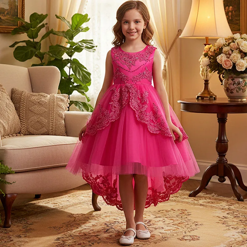 

Вечерние платья для девочек, платье с цветочной вышивкой, платье для дня рождения, белое свадебное платье подружки невесты для подростков, выпускное платье