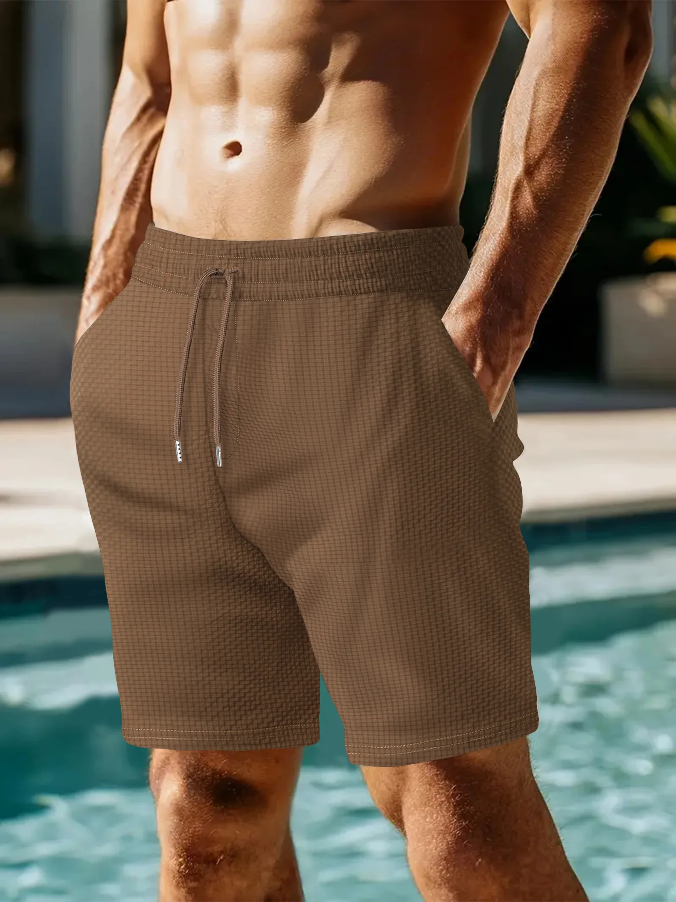 

Осень 2021, мужские пляжные брюки в европейском и американском стиле, мужские летние шорты для спорта и отдыха, однотонные клетчатые шорты для отдыха, повседневные фас