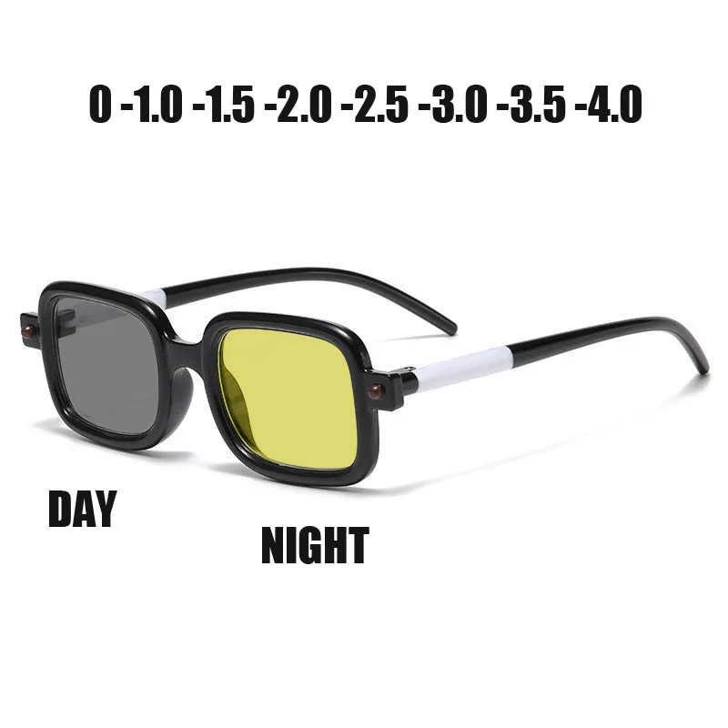 Lunettes de myopie photochromiques pour hommes et femmes, Vision jour et nuit, carrées, Protection UV, lunettes de soleil pour la conduite, dioptries-4.0