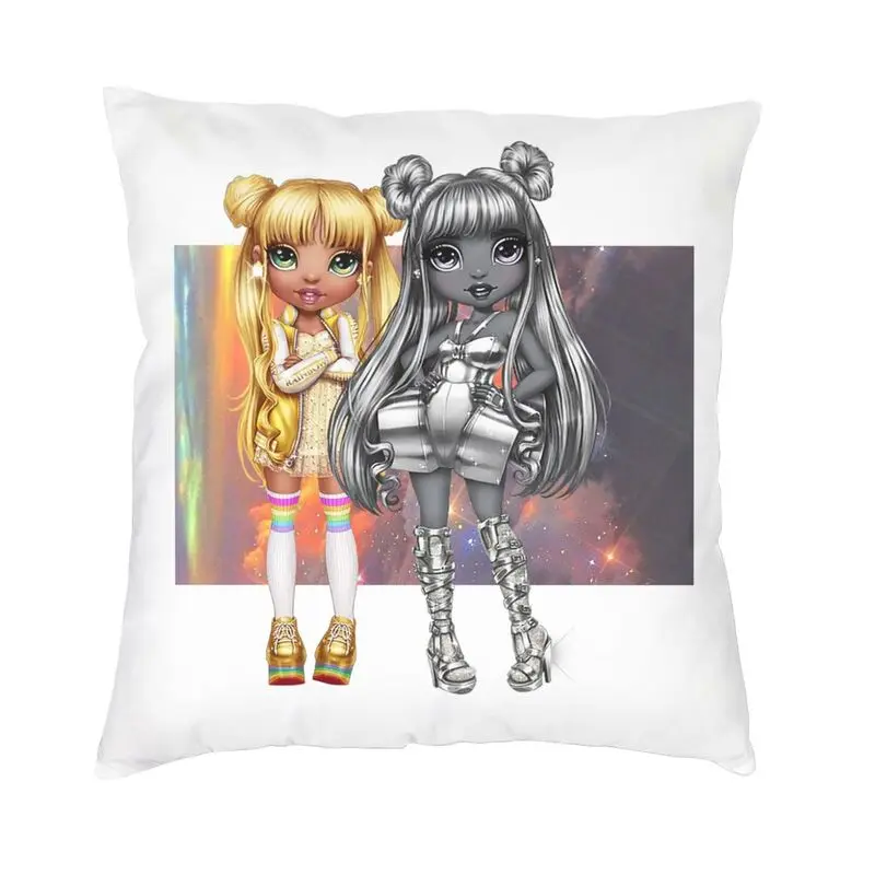 Rainbow High Sisters Pillow Case 45x45cm Home Decorative Kawaii Japanese Cartoon Anime Outdoor Cushions Square Pillowcase
