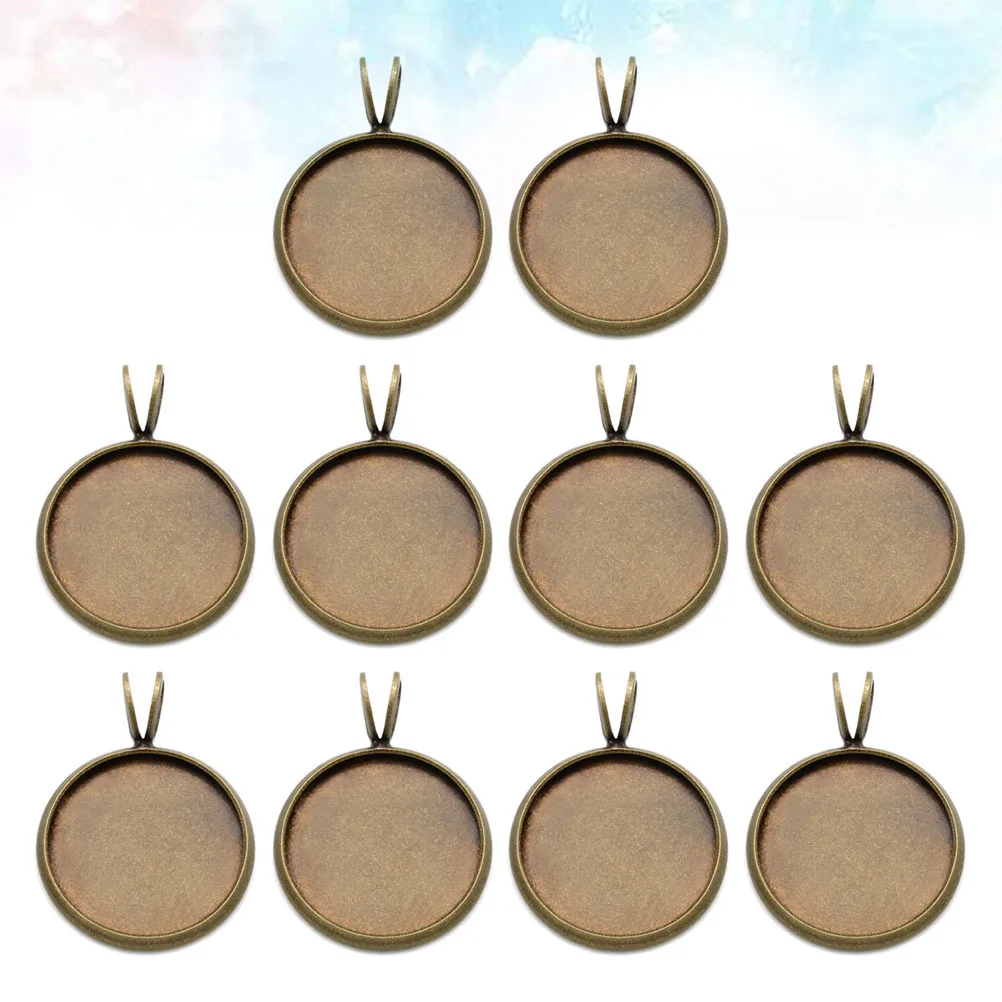 

10Pcs Round Pendant Trays 18mm Copper Plated Vintage Bezel Tray Pendants DIY Jewelry Making Photo Resin Craft Supplies
