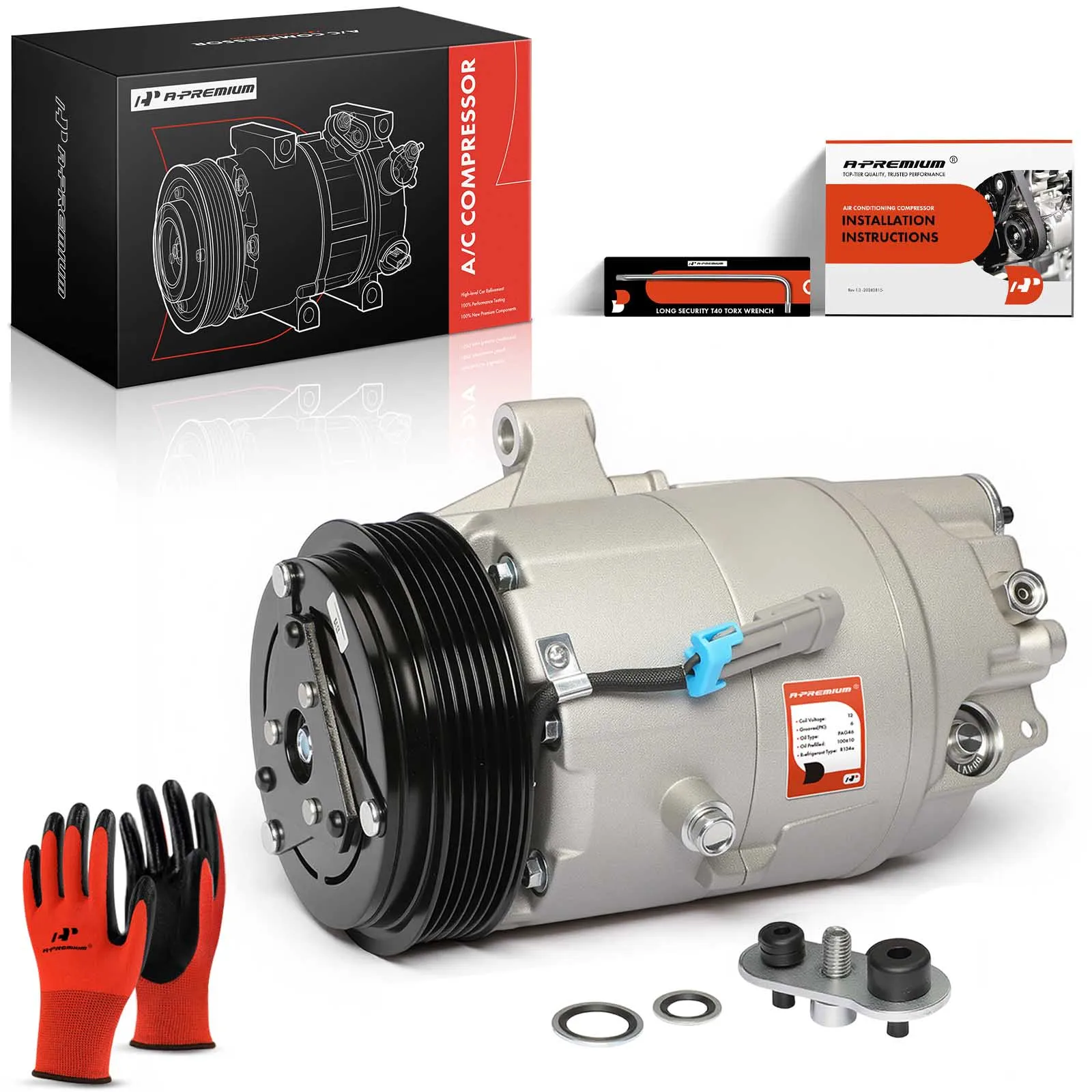 A-Premium AC Compressor with Clutch for Chevrolet Impala 2004-2005 Buick LaCrosse Allure 2005-2009 Pontiac Grand Prix 2004-2008