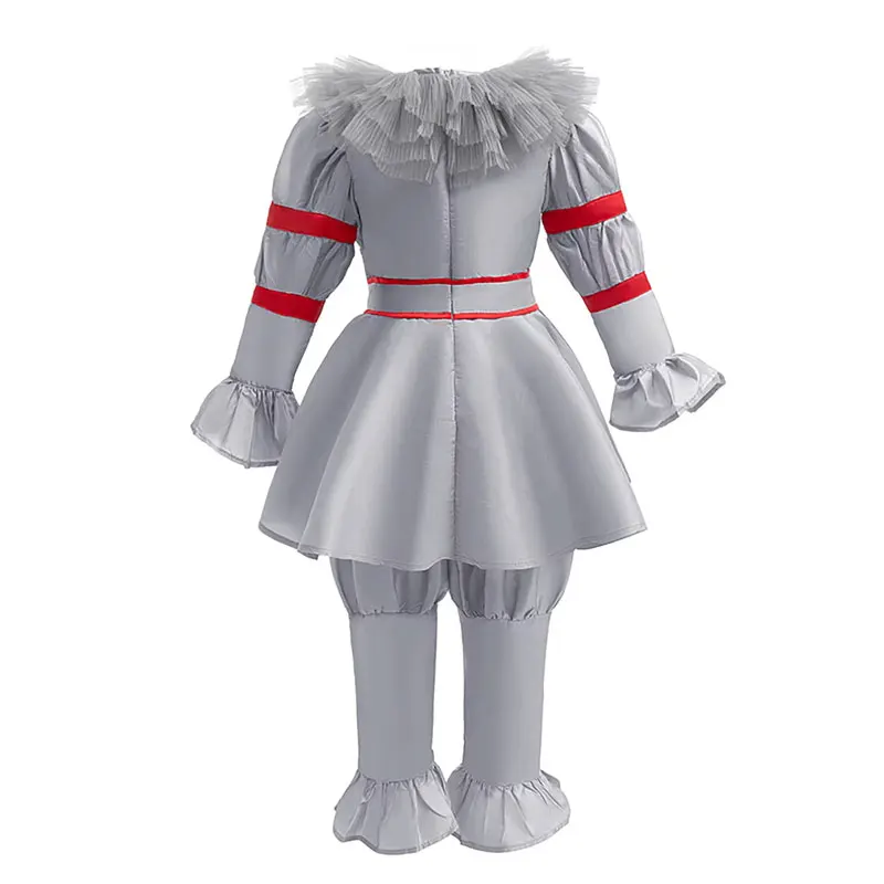 Gruseliges Graues Joker-Clown-Kostüm für Kinder Schreckliches Cosplay-Set 2026 Halloween Karneval Party Outfit Jungen Mädchen – Detail 9