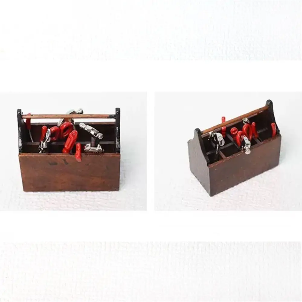1:12 Scale Dollhouse Toolbox Hammer Wrench Simulation Model Mini Repair Tools Screwdriver Dolls Accessories Miniature Toolbox