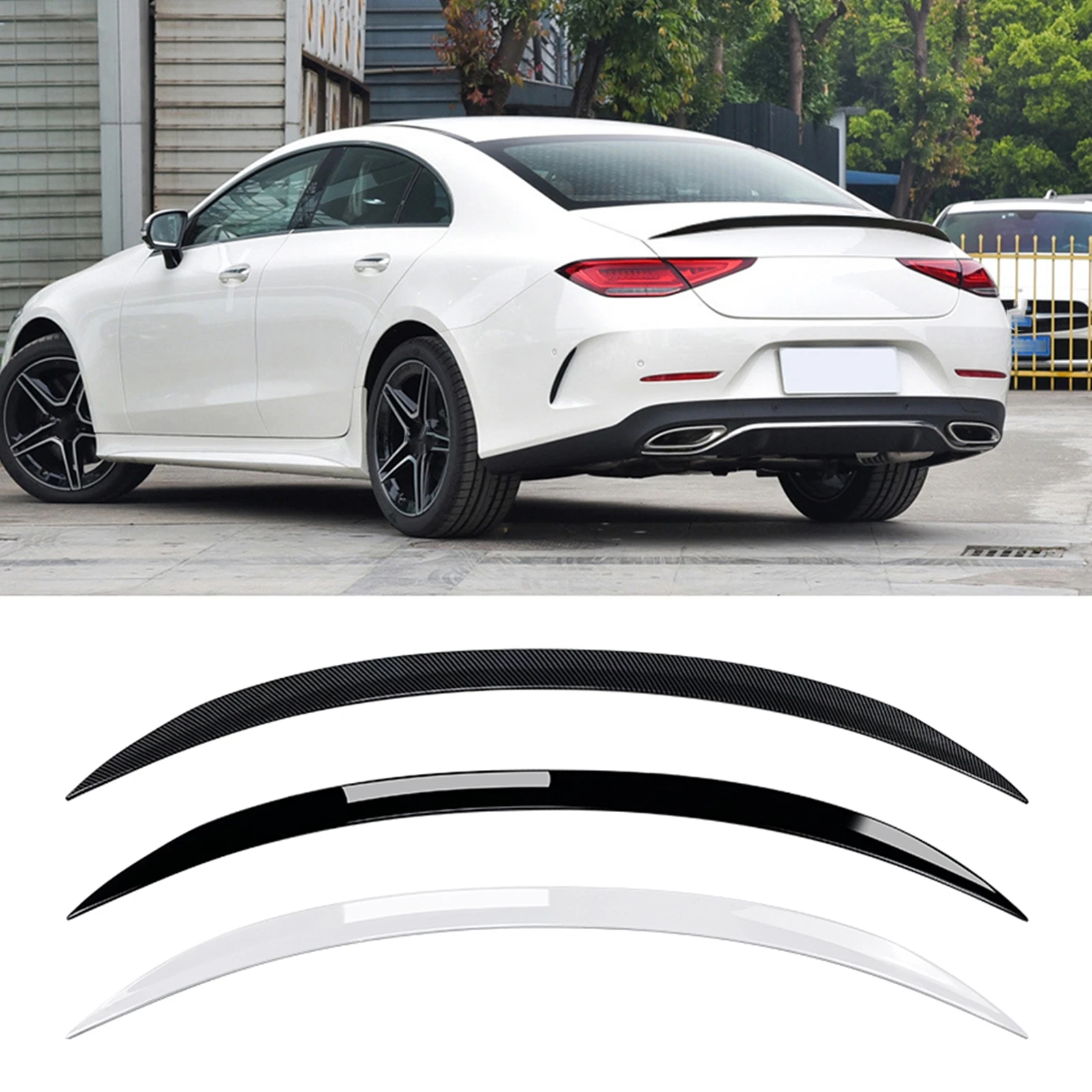 Car Rear Trunk Spoiler Wing Decklid Splitter Upper Duckbill Lip Trim For Mercedes Benz CLS Class C257 2019 2020 2021 2022